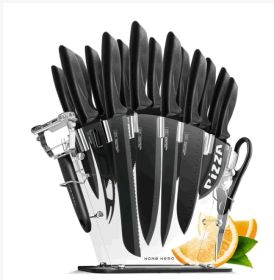 Home Hero - Kitchen Knife Set & Steak Knifes - Ultra-Sharp, High Carbon - Stainless Steel, Black, 16 Pcs