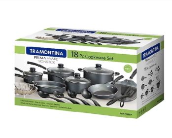 Tramontina Primaware 18 Piece Non-stick Cookware Set, Steel Gray