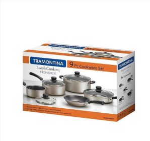 ramontina 9 Piece Non-Stick Cookware Set, Champagne