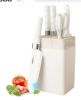 Knife Set for Kitchen, 6-Pieces White Non-stick Stainless Steel Knife Block Set