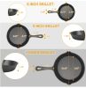 3Pcs Pre-Seasoned Cast Iron Skillet Set 6/8/10in Non-Stick