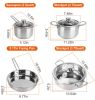 Stainless Steel Cookware Set Fast Even Heat Induction Pots Pans Set Dishwasher Safe with 2.7 3.7 Quart Stockpot 2 Quart Saucepan 9.17in Frying Pan