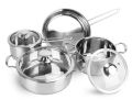 Stainless Steel Cookware Set Fast Even Heat Induction Pots Pans Set Dishwasher Safe with 2.7 3.7 Quart Stockpot 2 Quart Saucepan 9.17in Frying Pan