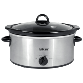 Better Chef 4-Quart Oval Slow Cooker in Brushed Stainless Steel