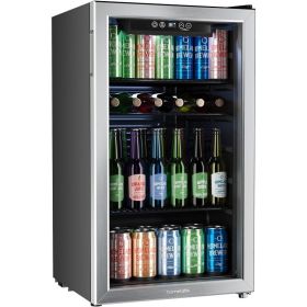 hOmeLabs Beverage Refrigerator and Cooler-120Can Mini Fridge with Glass Door for Soda Beer or Wine-Small Drink Dispenser Machine