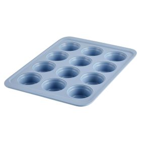 Farberware Easy Solutions 12 Cup Nonstick Bakeware Muffin Pan, Blue