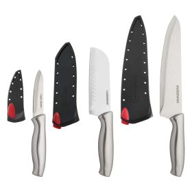 Farberware 6-piece Chef Set Stamped Stainless Steel with Black Sheaths