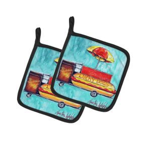 Hot Dog Cart Pair of Pot Holders Kitchen Heat Resistant Pot Holders Sets Oven Hot Pads for Cooking Baking BBQ, 7 1/2 x 7 1/2