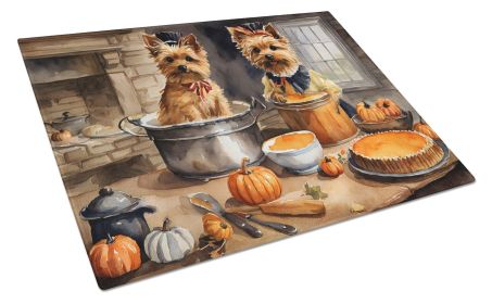 NEW Norwich Terrier Fall Kitchen Pumpkins Glass Cutting Board Decorative Tempered Glass Kitchen Cutting and Serving Board Large Size Chopping Board