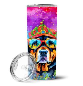 Rottweiler Hippie Dawg Stainless Steel Skinny Tumbler Vacuum Double Walled Reusable Insulated Tumbler Travel Cup for Coffee Cocktails Gift with Lid