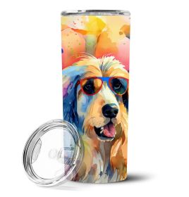 Afghan Hound Hippie Dawg Stainless Steel Skinny Tumbler Vacuum Double Walled Reusable Insulated Tumbler Travel Cup for Coffee Cocktails Gift with Lid