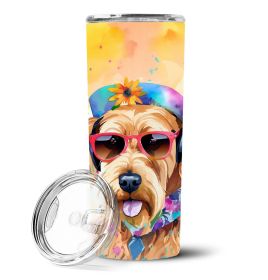 Airedale Terrier Hippie Dawg Stainless Steel Skinny Tumbler Vacuum Double Walled Reusable Insulated Tumbler Travel Cup for Coffee Cocktails Gift with