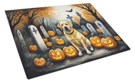 NEW Yellow Labrador Retriever Spooky Halloween Glass Cutting Board Decorative Tempered Glass Kitchen Cutting and Serving Board Large Size Chopping Boa