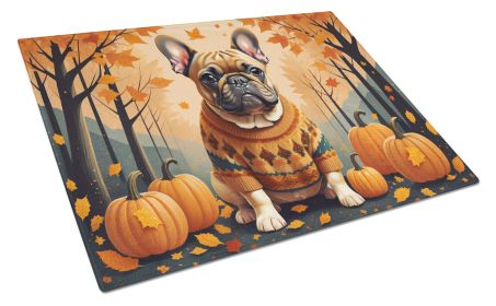 NEW Fawn French Bulldog Fall Glass Cutting Board Decorative Tempered Glass Kitchen Cutting and Serving Board Large Size Chopping Board