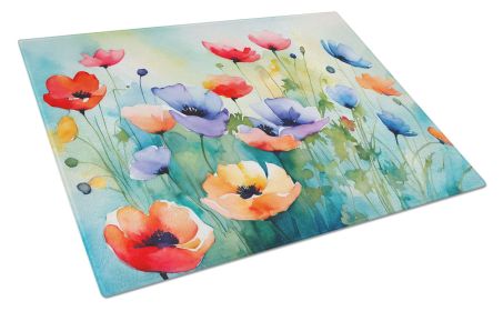 NEW Anemones in Watercolor Glass Cutting Board Decorative Tempered Glass Kitchen Cutting and Serving Board Large Size Chopping Board