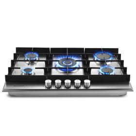 30 inch Gas Cooktop, Gas Stove Top with 5 High Efficiency Burners, Bulit-in Stainless Steel Gas Hob for Kitchen, NG/LPG Convertible Gas Stovetop