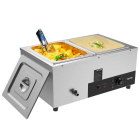 VEVOR 2-Pan Commercial Food Warmer, 2 x 12QT Electric Steam Table