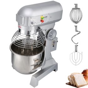 VEVOR Commercial Food Mixer 15Qt 600W 3 Speeds Adjustable 110/178/390 RPM Heavy Duty 110V with Stainless Steel Bowl Dough Hooks Whisk Beater Premium f