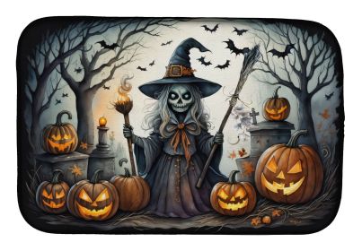 Witch Spooky Halloween Dish Drying Mat Absorbent Dish Drying Mat Pad for Kitchen Counter Dish Drainer Mat for Countertop, 14 x 21", Multicolor