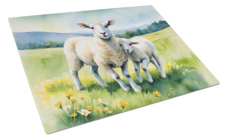 Springtime Lambs Glass Cutting Board Decorative Tempered Glass Kitchen Cutting and Serving Board Large Size Chopping Board