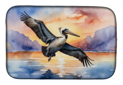 Pelican Fyling at Sunrise Dish Drying Mat Absorbent Dish Drying Mat Pad for Kitchen Counter Dish Drainer Mat for Countertop, 14 x 21", Multicolor