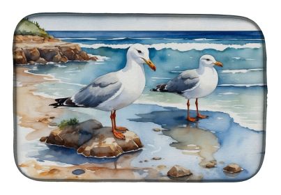 Gulls Scavenging Dish Drying Mat Absorbent Dish Drying Mat Pad for Kitchen Counter Dish Drainer Mat for Countertop, 14 x 21", Multicolor