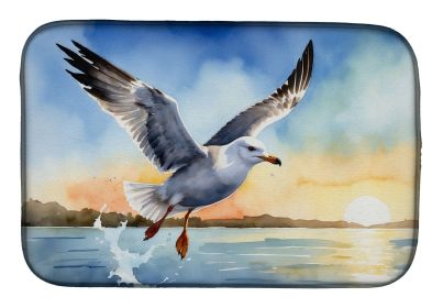 Gull Flying Low Dish Drying Mat Absorbent Dish Drying Mat Pad for Kitchen Counter Dish Drainer Mat for Countertop, 14 x 21", Multicolor