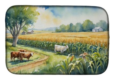 Cows by the Cornfield Dish Drying Mat Absorbent Dish Drying Mat Pad for Kitchen Counter Dish Drainer Mat for Countertop, 14 x 21", Multicolor