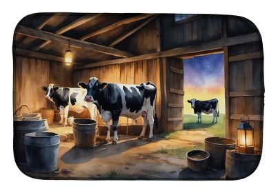 Cows Evening Milking Time Dish Drying Mat Absorbent Dish Drying Mat Pad for Kitchen Counter Dish Drainer Mat for Countertop, 14 x 21", Multicolor