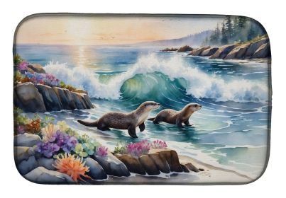 Coastal Wildlife Seals Dish Drying Mat Absorbent Dish Drying Mat Pad for Kitchen Counter Dish Drainer Mat for Countertop, 14 x 21", Multicolor