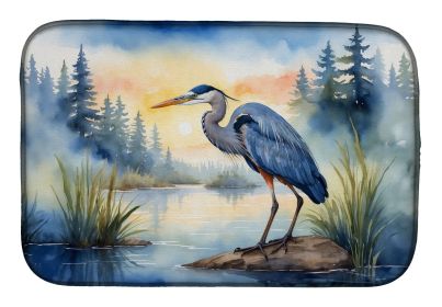 Blue Heron Emerging as the day fades Dish Drying Mat Absorbent Dish Drying Mat Pad for Kitchen Counter Dish Drainer Mat for Countertop, 14 x 21"