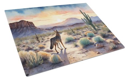 Desert Sunset Coyote Glass Cutting Board Decorative Tempered Glass Kitchen Cutting and Serving Board Large Size Chopping Board