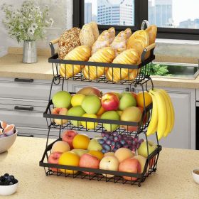 3 Tier Fruit Basket Bowl Farmhouse with Side hooks for Kitchen Countertop