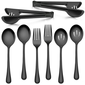 Walchoice 8 Pieces Serving Utensils Set, Stainless Steel Hostess Set, Includes Slotted Spoon/Serving Spoon/Serving Fork/Serving Tongs