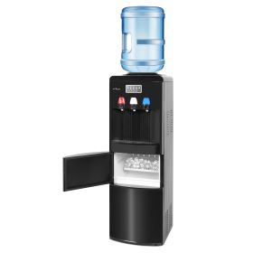 2 in 1 Water Cooler Dispenser for 3-5 Gallon Bottle with Scoop, Ice Maker, Child Safety Lock, Black