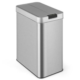 13.2 Gal Stainless Steel Frame Slim Kitchen Trash Can with Wing Lids