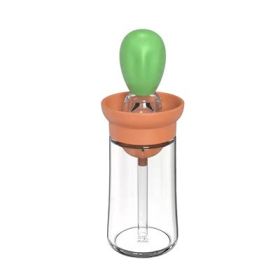 Kitchen Silicone Oil Bottle Glass Olive Oil Bottle Quantitative Extrusion Dispenser Pastry Steak Oil Brushes Baking BBQ Tool (Color: green)