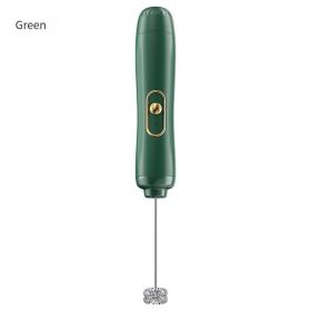 Handheld Electric Milk Frother Egg Beater Maker Kitchen Drink Foamer Mixer Coffee Creamer Whisk Frothy Stirring Tools (Color: green)