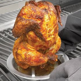 1pc Stainless Steel Roast Chicken Rack; Roast Chicken Pan; Detachable Roast Chicken Rack With Bottom Plate; Grill (Color: Silvery)