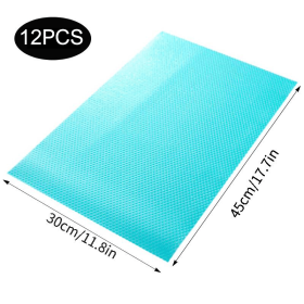 4 /8/12Pcs Refrigerator Liners; Washable Mats Covers Pads; Home Kitchen Gadgets Accessories Organization For Top Freezer Glass Shelf Wire Shelving Cup (Color: Blue-12pcs)