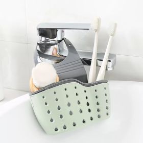 1 Pc Sink Sponge Rack; Sink Organizer Silicone Storage Box; Hangable Multifunctional Drainage Adjustable Shoulder Strap; Sponge Rack (Color: green)