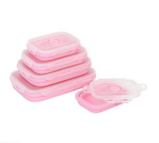 Reusable Pizza Storage Container with  Microwavable Serving Trays - Adjustable Pizza Slice Container to Organize & Save Space - BPA Free, Microwave (Color: Pink, size: 550ML)