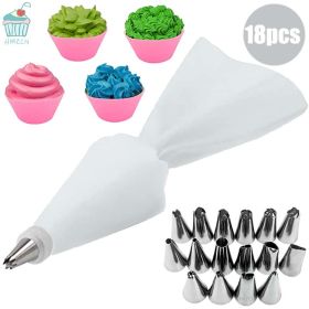 8/10/18PCS Silicone Pastry Bag Tips Kitchen Cake Icing Piping Cream Cake Decorating Tools Reusable Pastry Bags Nozzle Set (Color: green)