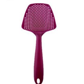 Non-stick filter big slotted spoon; nylon plastic environmental protection big slotted spatula spatula; scoop scoop water separa (Color: Rose red)