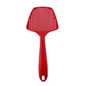 Non-stick filter big slotted spoon; nylon plastic environmental protection big slotted spatula spatula; scoop scoop water separa (Color: Red)