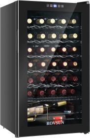 18 Bottle Wine Fridge, Freestanding Compressor Wine Cooler Refrigerator, Beverage Wine Chiller with Digital Temperature Control (Plug Type: us, Color: 34 Bottle)