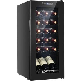 18 Bottle Wine Fridge, Freestanding Compressor Wine Cooler Refrigerator, Beverage Wine Chiller with Digital Temperature Control (Plug Type: us, Color: 18 Bottle)