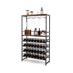 Industrial Freestanding Wooden Wine Bar Cabinet Wine Rack Table (Type: Wine rack, Color: Brown)