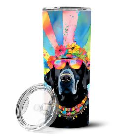 Black Labrador Hippie Dawg Stainless Steel Skinny Tumbler Vacuum Double Walled Reusable Insulated Tumbler Travel Cup for Coffee Cocktails Gift with Li (default: default)