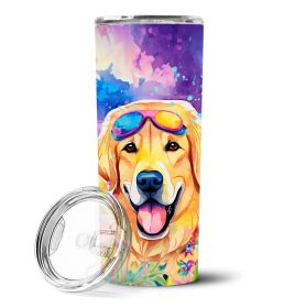 Yellow Labrador Hippie Dawg Stainless Steel Skinny Tumbler Vacuum Double Walled Reusable Insulated Tumbler Travel Cup for Coffee Cocktails Gift with L (default: default)